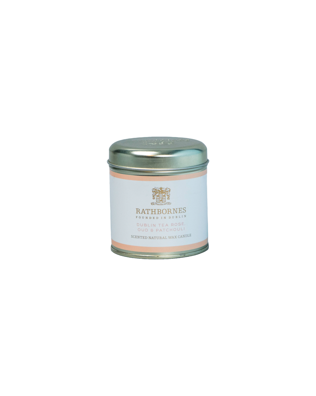 Dublin Tea Rose, Oud & Patchouli Scented Natural Wax Candle Tin