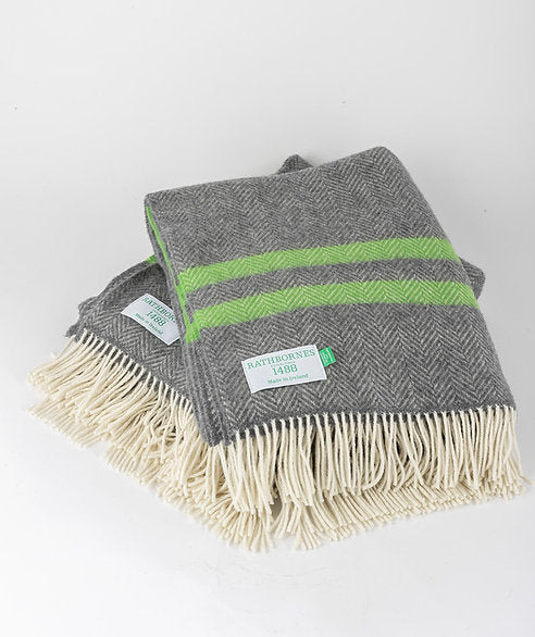 Green And Grey Cashmere And Merino Throw