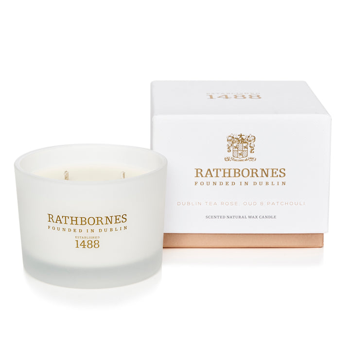 Dublin Tea Rose, Oud & Patchouli Scented Luxury Candle