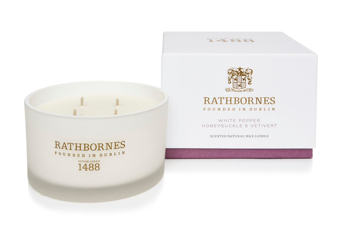 White Pepper, Honeysuckle & Vetivert Luxury Scented Candle