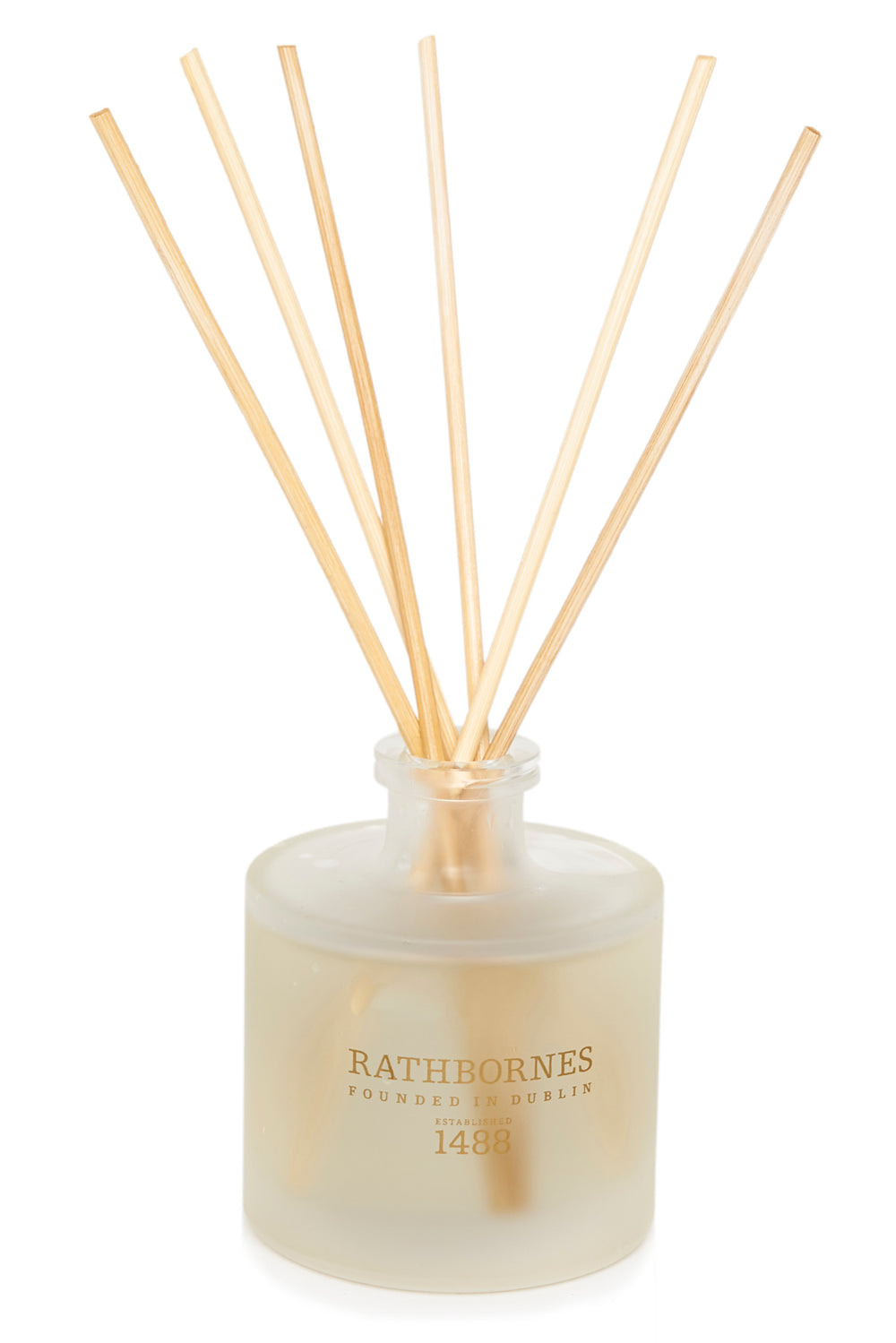 A diffuser with wooden sticks on  a white background 