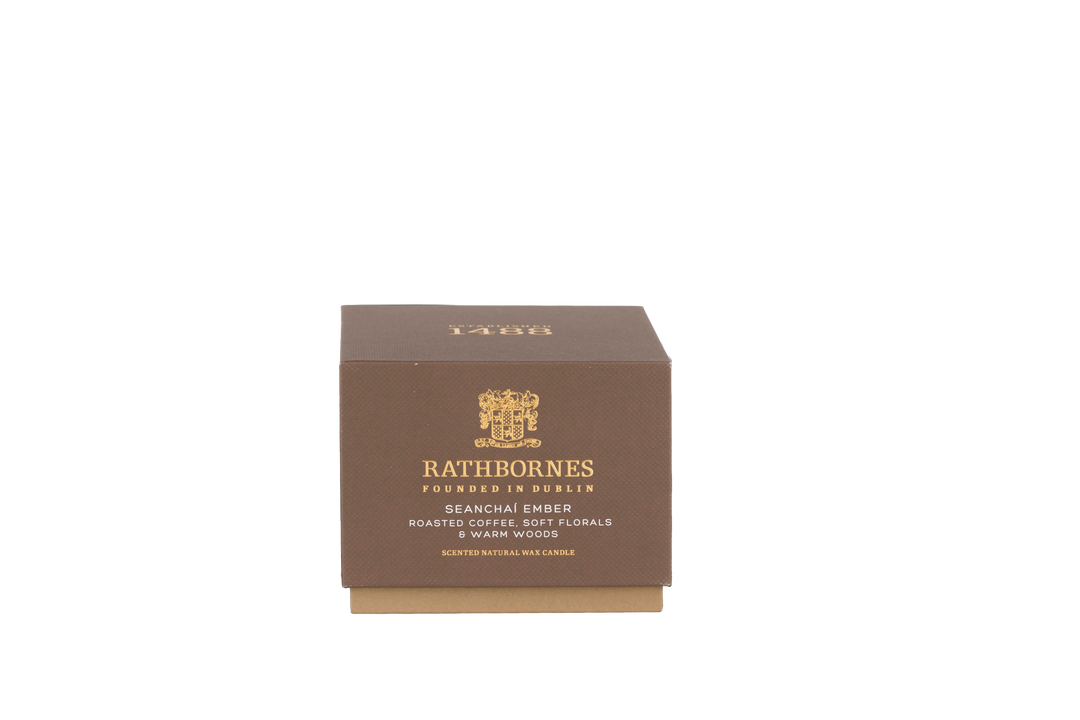 Brown box with 'Rathbournes' branding with transparent background.