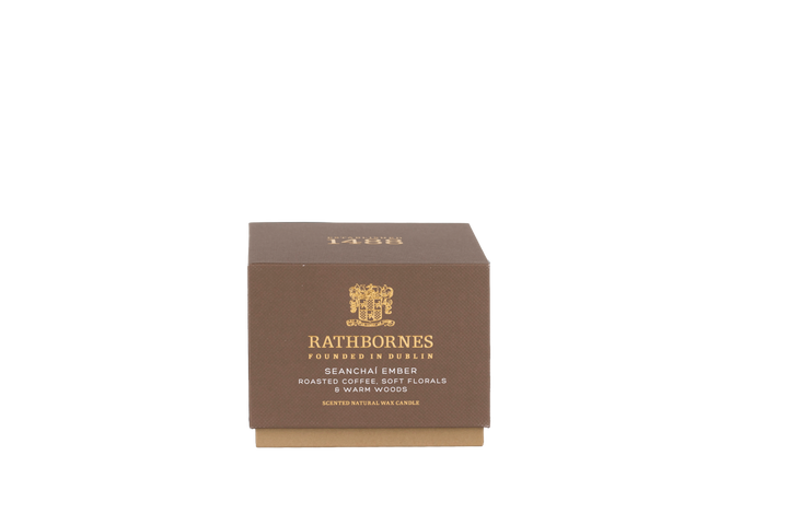 Brown box with 'Rathbournes' branding with transparent background.