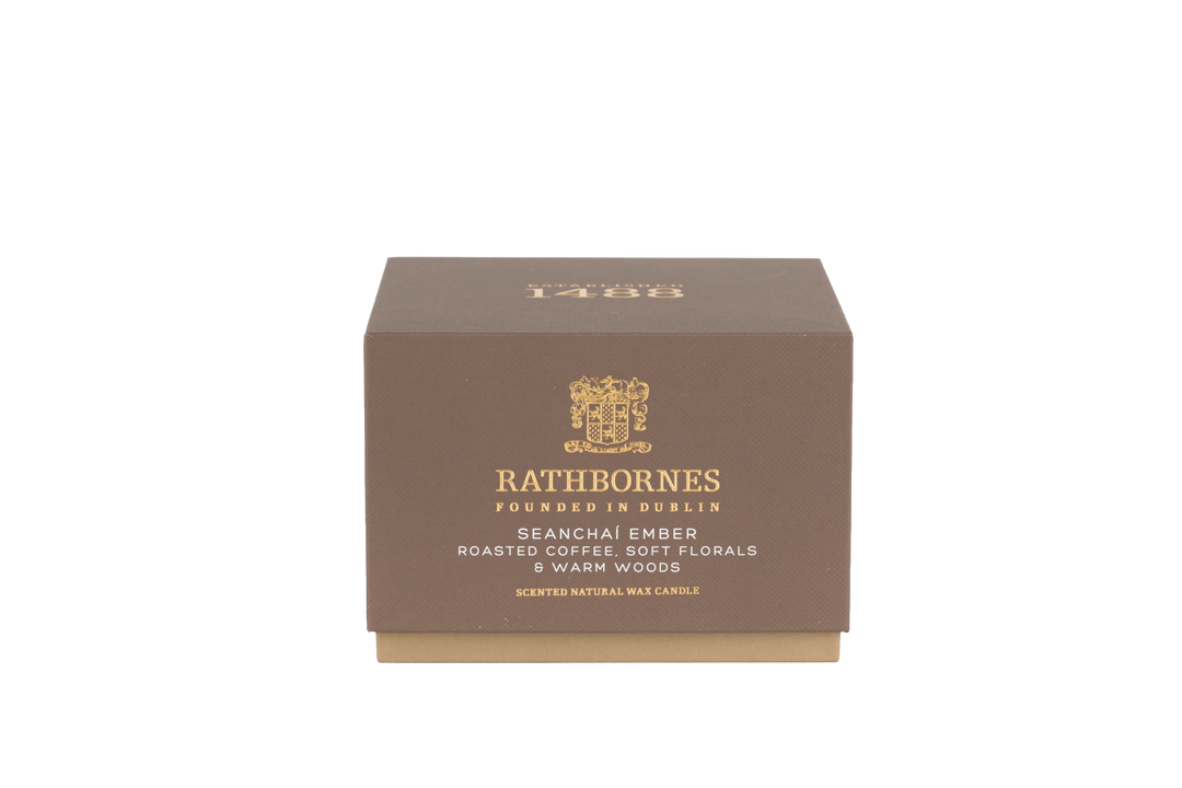 Brown box with 'Rathbornes' branding with no background.