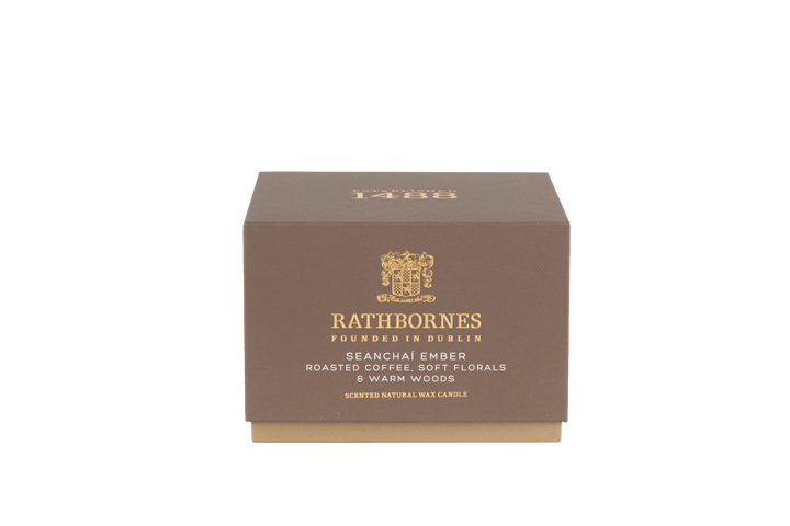 Brown box with 'Rathbornes' branding with no background.