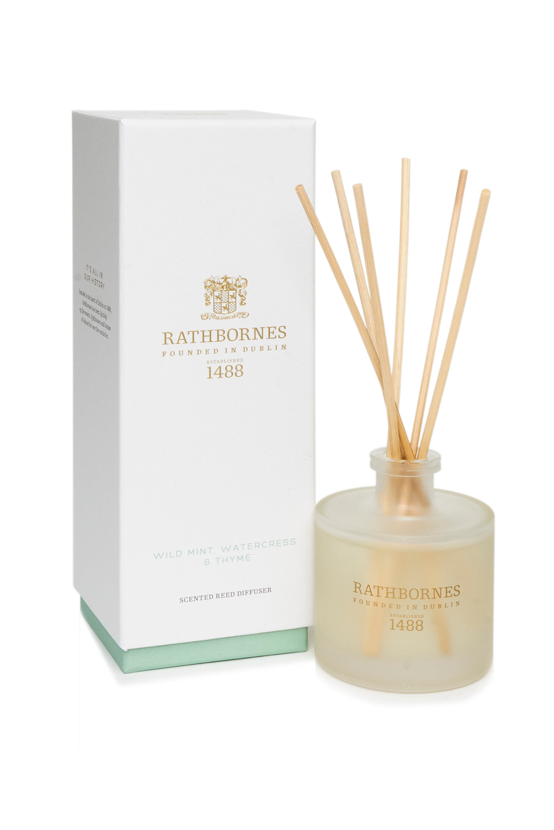 Rathborne's diffuser bottle and packaging on a white background