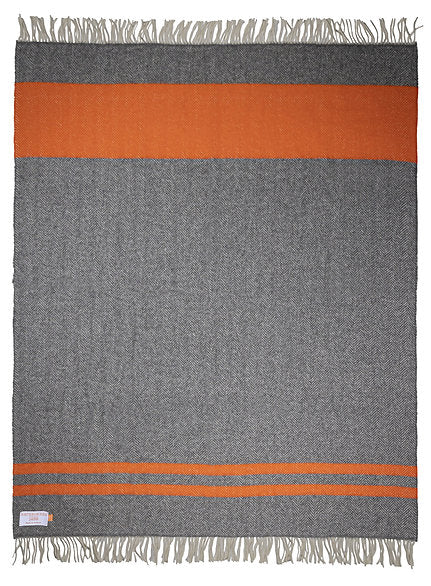 Orange And Grey Cashmere And Merino Throw