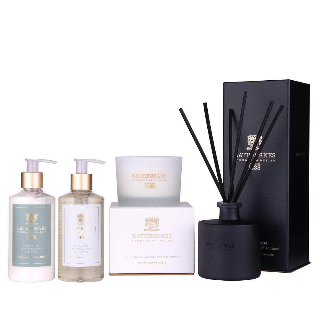 Wild Mint Wash & Lotion, Candle & Diffuser Gift Set Bundle