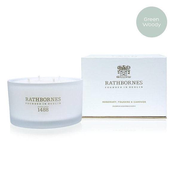 Rosemary, Fougere & Camphor Scented Luxury Candle (Smoky herbal)