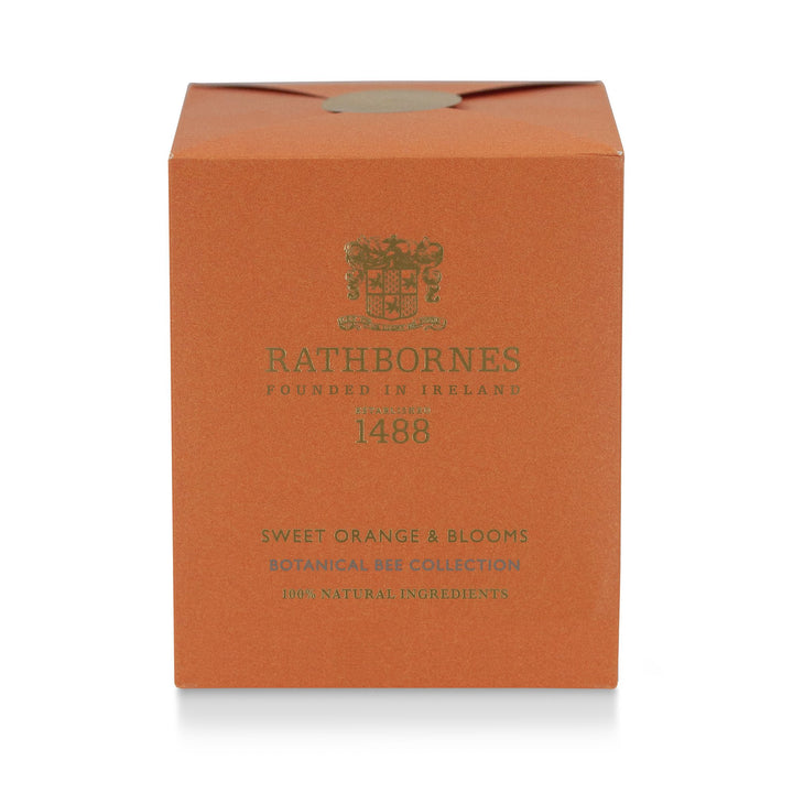 Burnt orange gift box for the Rathbornes Sweet Orange & Blooms scented candle