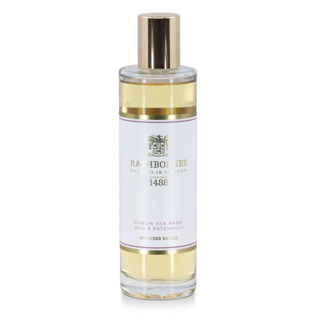 Rathbornes Dublin Tea Rose, Oud & Patchouli reed diffuser refill bottle