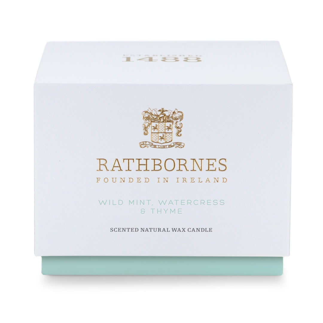 Rathbornes Wild Mint, Watercress & Thyme classic scented candle gift box