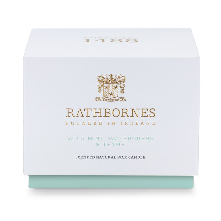Rathbornes Wild Mint, Watercress & Thyme classic scented candle gift box