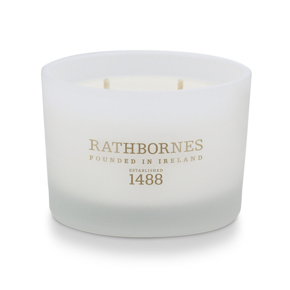 Rathbornes Wild Mint, Watercress & Thyme classic scented candle in frosted white glass