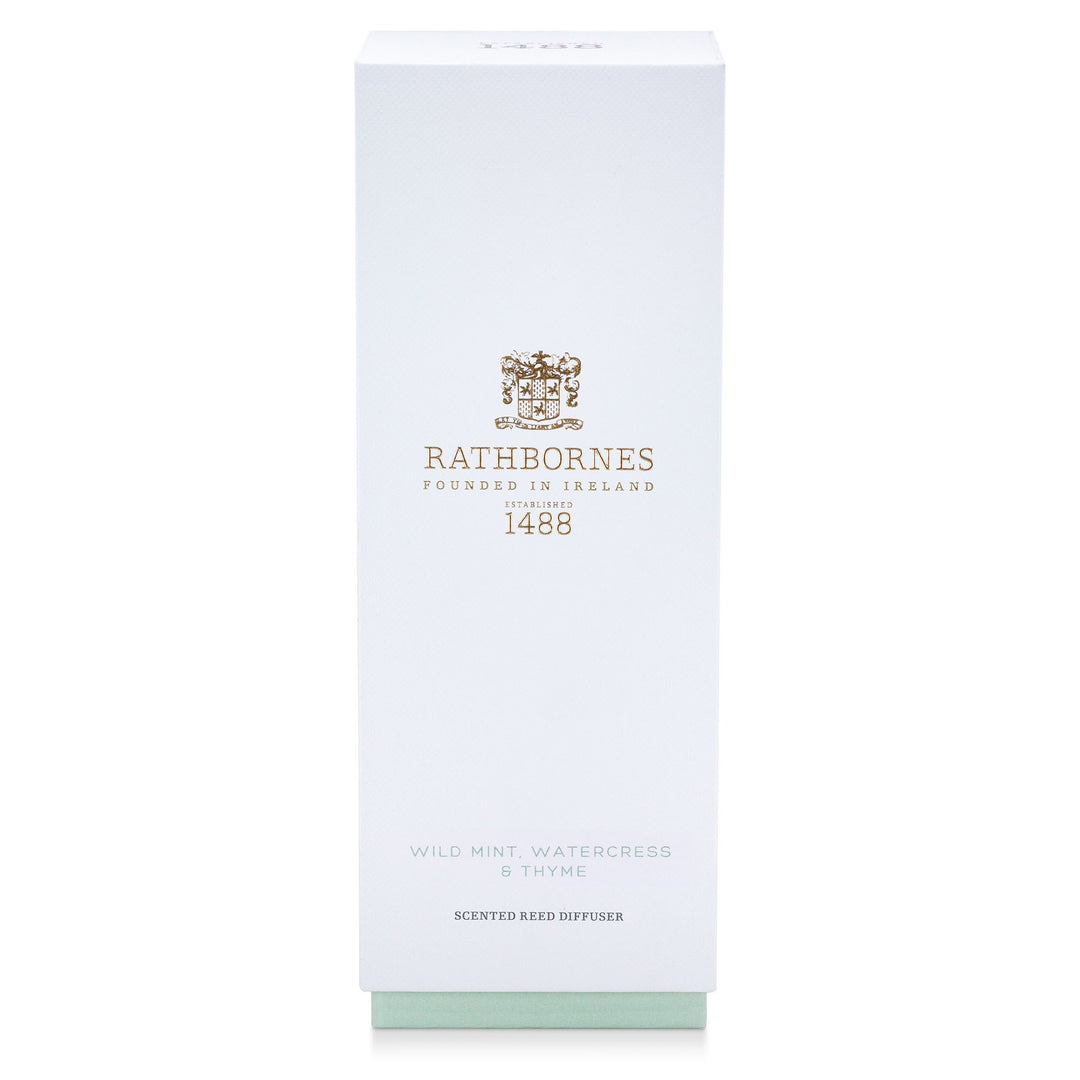 Rathbornes Wild Mint, Watercress & Thyme reed diffuser refill bottle