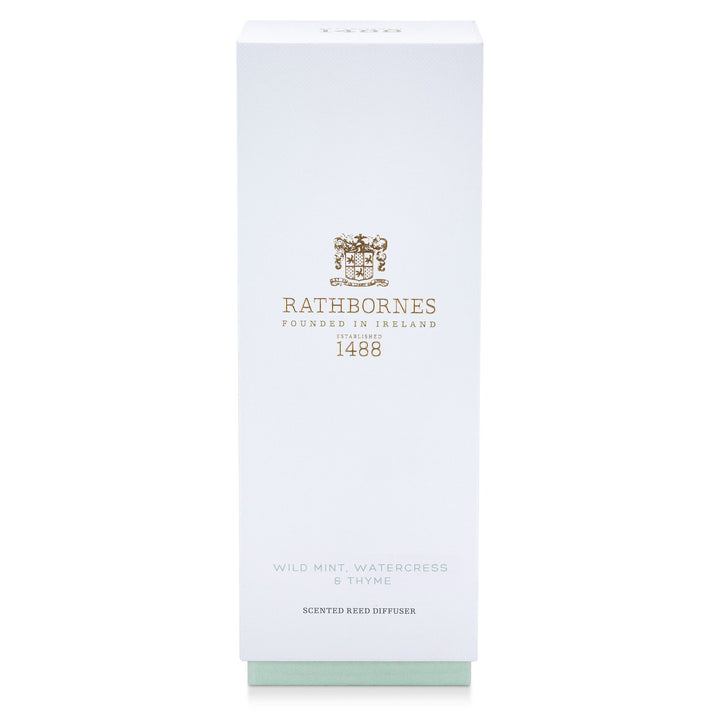 Rathbornes Wild Mint, Watercress & Thyme reed diffuser refill bottle