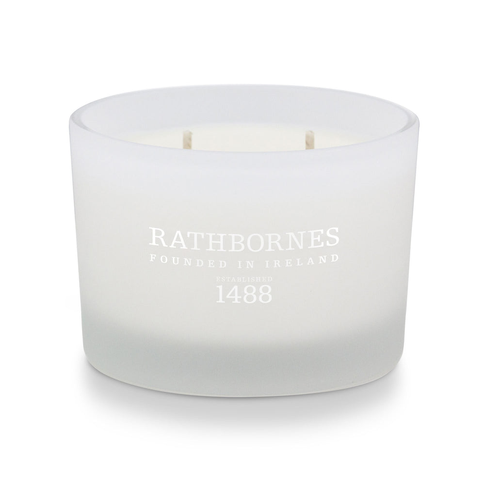 Rathbornes Dublin Dawn classic scented candle in frosted white glass
