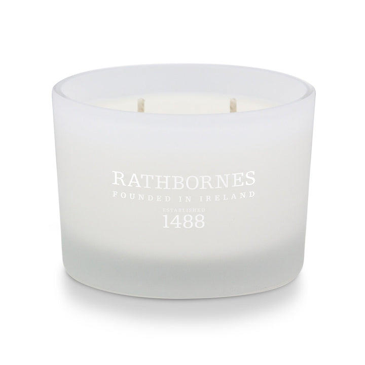 Rathbornes Dublin Dawn classic scented candle in frosted white glass