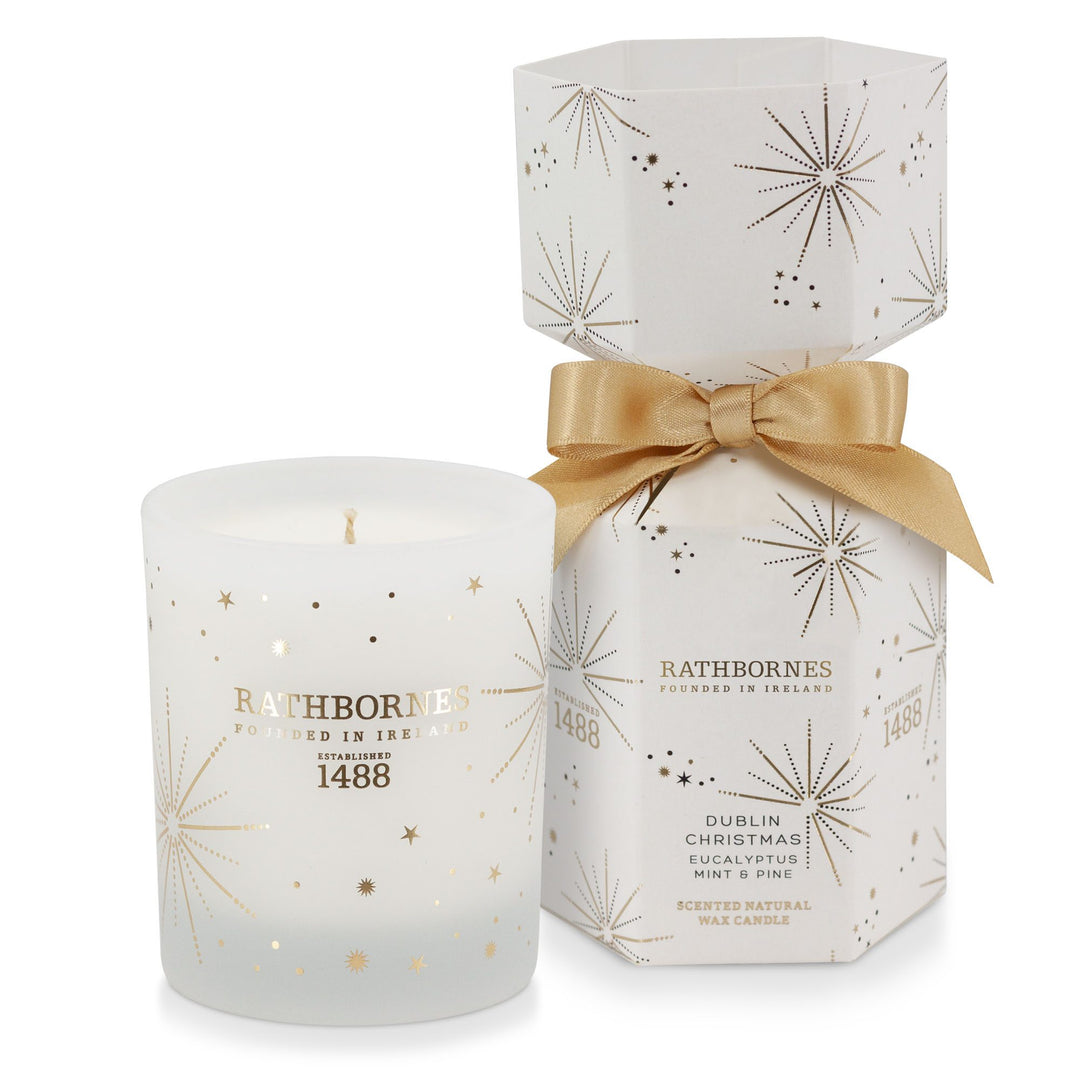 Rathbornes Dublin Christmas Christmas cracker beside its scented candle