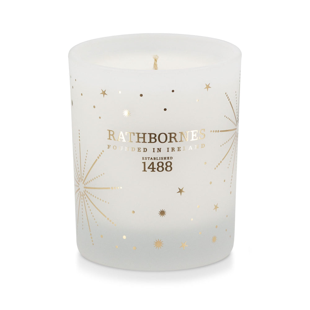 Rathbornes Dublin Christmas Christmas cracker candle with gold star pattern