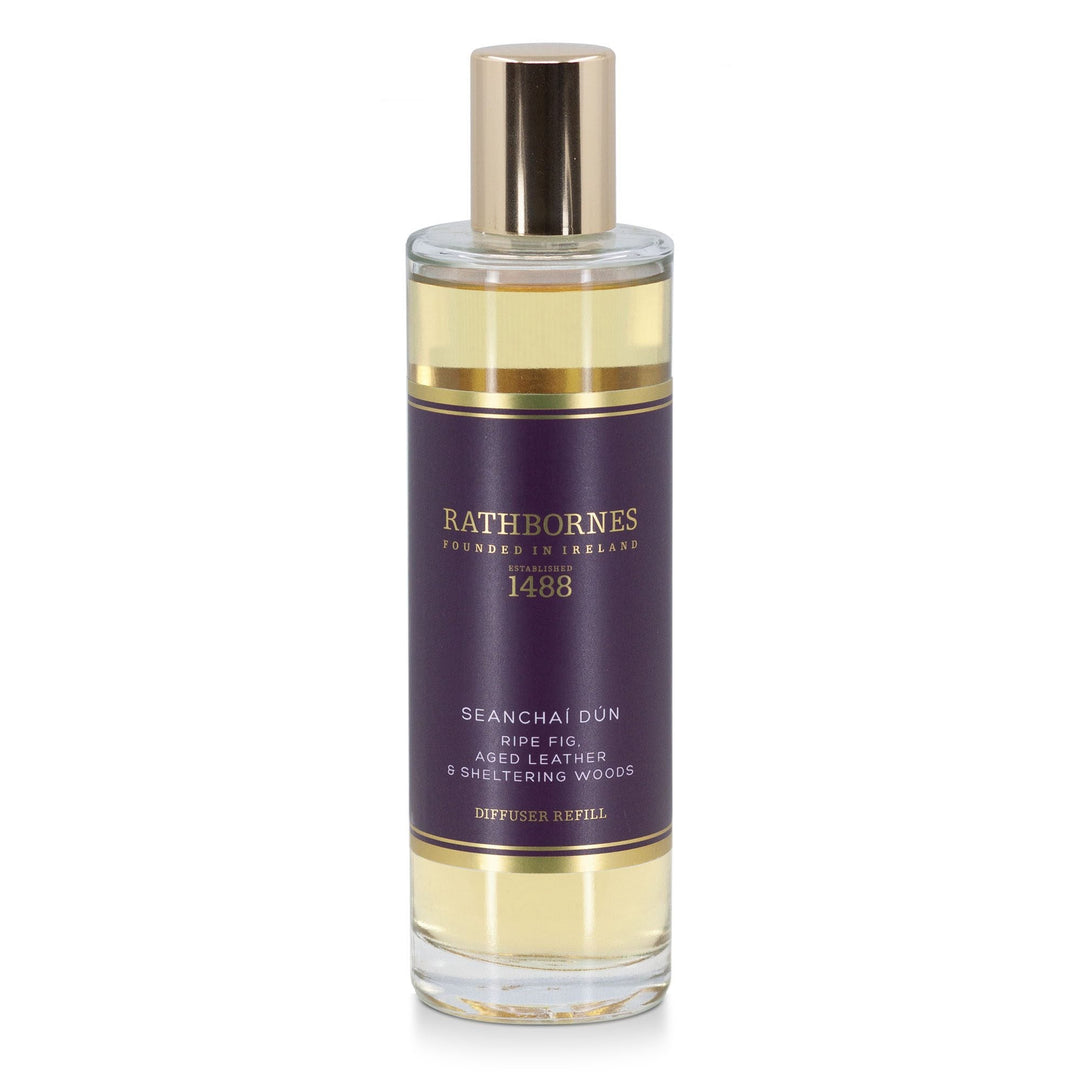 Rathbornes Seanchaí Dún (Ripe Fig, Aged Leather & Sheltering Woods) reed diffuser refill bottle