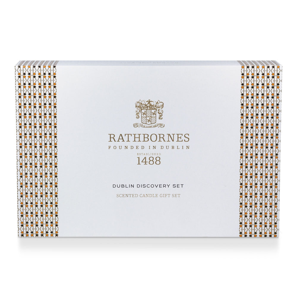 Rathbornes Dublin Discovery Set scented candle gift box, closed
