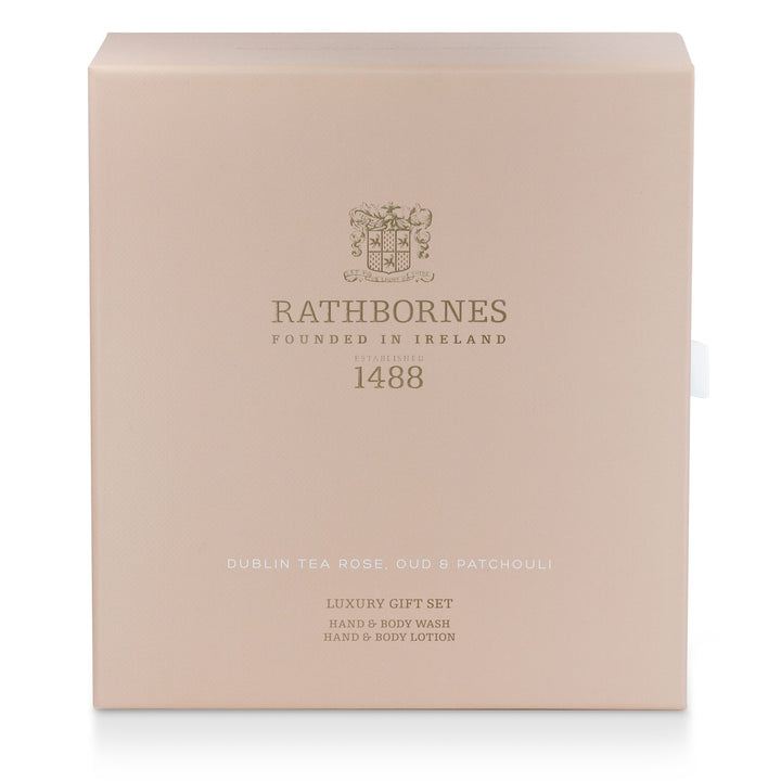 Rathbornes Dublin Tea Rose wash and lotion luxury gift set in blush gift box