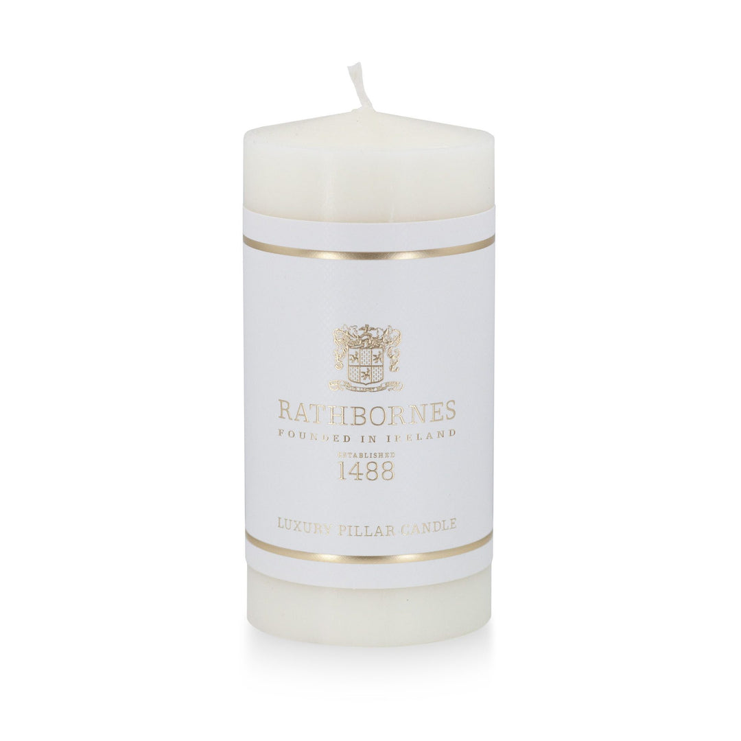 Rathbornes small unscented white church pillar candle, 6 inch