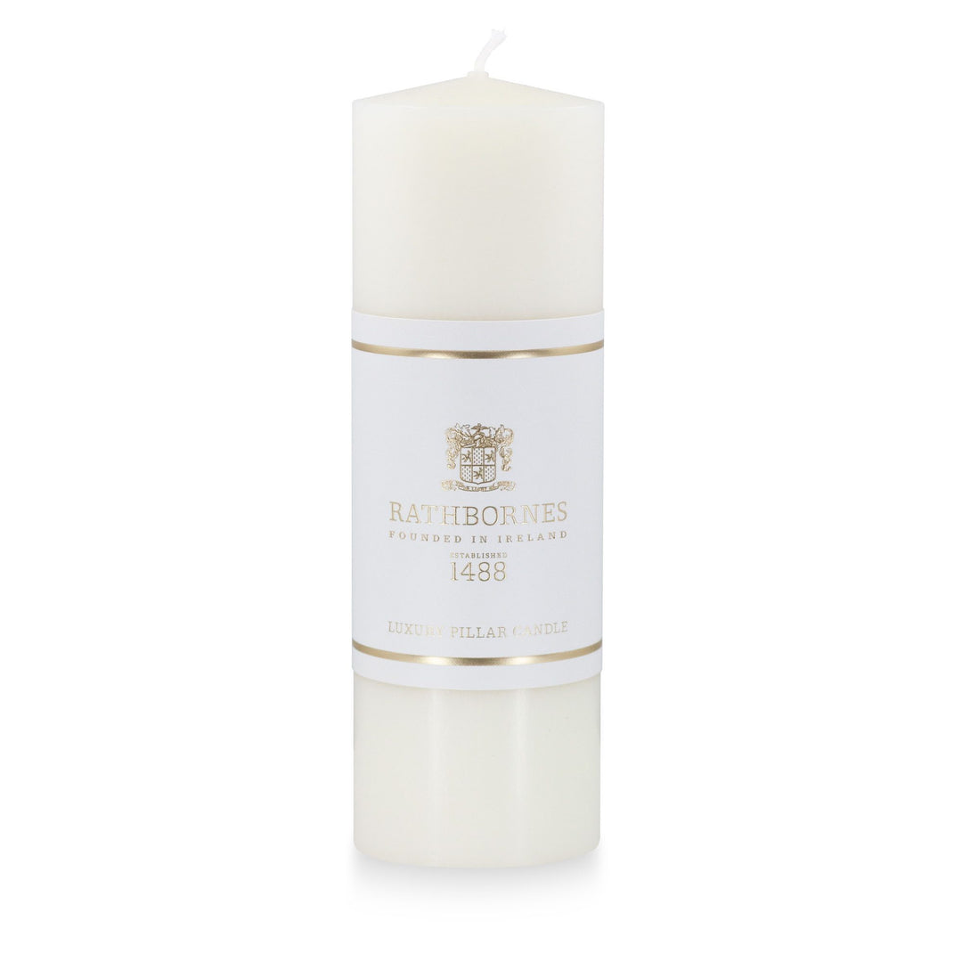 Rathbornes tall unscented white church pillar candle, 9 inch