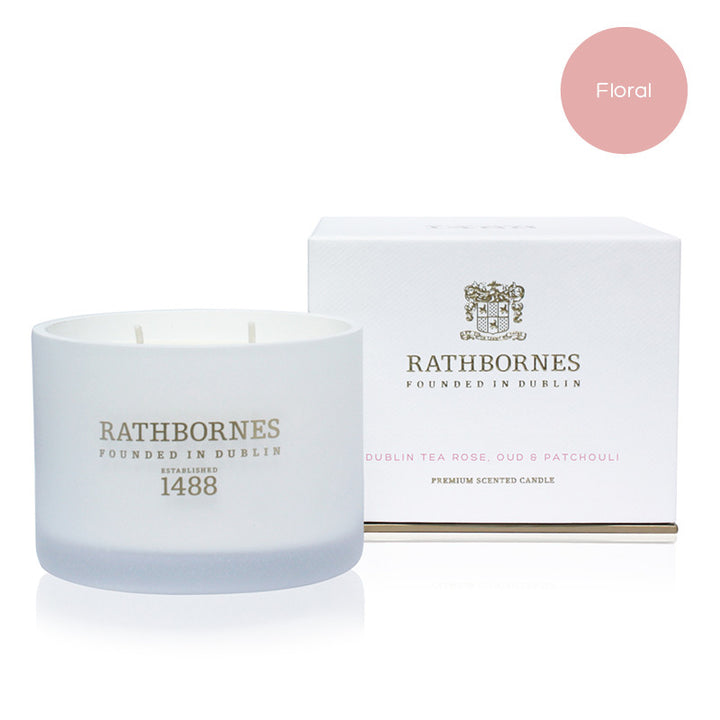 Dublin Tea Rose, Oud & Patchouli Scented Classic Candle