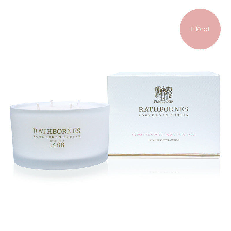 Dublin Tea Rose, Oud & Patchouli Scented Luxury Candle