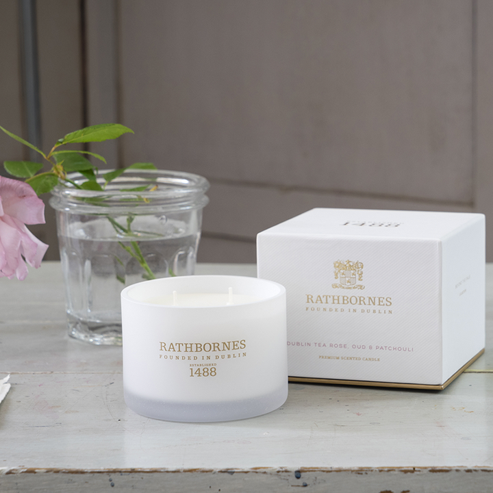 Dublin Tea Rose, Oud & Patchouli Scented Classic Candle